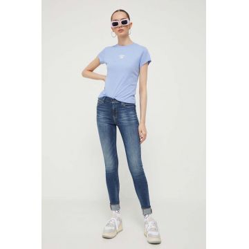 Tommy Jeans jeansi Nora femei, culoarea albastru marin