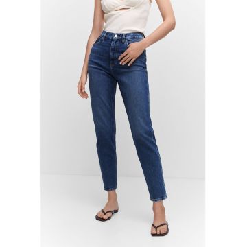 Blugi mom-fit crop cu talie inalta New