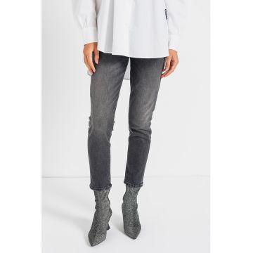 Blugi slim fit cu aspect decolorat