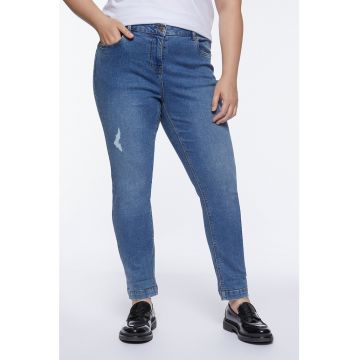 Blugi slim fit cu detalii cu aspect deteriorat