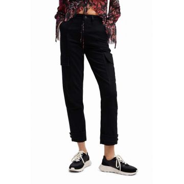 Desigual pantaloni femei, culoarea negru