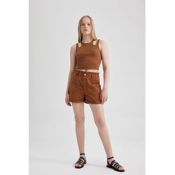 Pantaloni scurti regular fit cu talie inalta