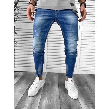 Blugi barbati conici albastri 1605 G7-3