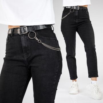 Blugi Dama Boyfriend Clover Negri #A306 Blugi Dama Boyfriend Clover Negri #A306