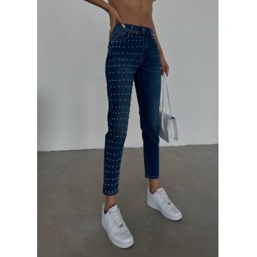 Blugi dama mom fit cu aplicatii