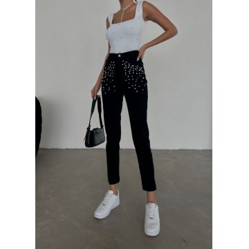 Blugi dama mom fit cu aplicatii