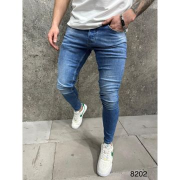 Blugi de bărbați, Slim Fit, elastici si conici, albastri- BG918