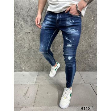 Blugi de bărbați, Slim Fit, elastici si conici, albastri - BG921