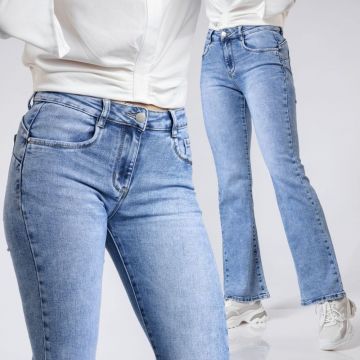 Blugi Evazati Dama cu PushUp Bella Albastri #A371 Blugi Evazati Dama cu PushUp Bella Albastri #A371