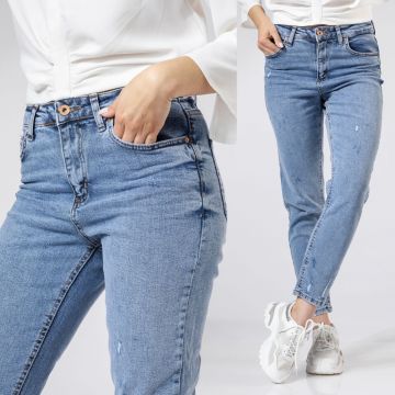 Blugi MomFit Dama Natalia Albastri #A374 Blugi MomFit Dama Natalia Albastri #A374