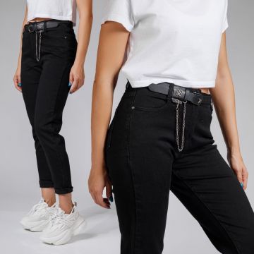 Blugi MomFit Dama Rora Negri #A559 Blugi MomFit Dama Rora Negri #A559
