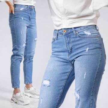 Blugi MomFit Dama Vivian Albastri #A379 Blugi MomFit Dama Vivian Albastri #A379