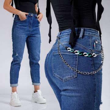 Blugi PushUp Dama Olivia Albastri #A487 Blugi PushUp Dama Olivia Albastri #A487