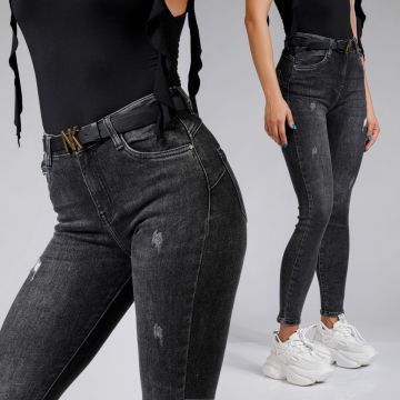 Blugi Skinny cu PushUp Dama Aurora Gri #A577 Blugi Skinny cu PushUp Dama Aurora Gri #A577