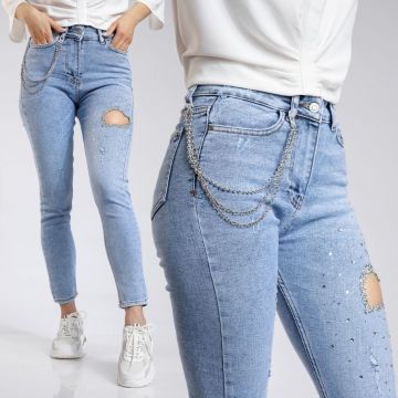 Blugi Skinny Dama Ocean Albastri #A354 Blugi Skinny Dama Ocean Albastri #A354