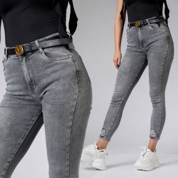 Blugi Skinny Dama Paisley Gri #A593 Blugi Skinny Dama Paisley Gri #A593