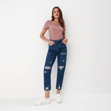 Mohito - Blugi mom fit - Albastru