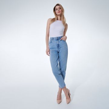Mohito - Blugi mom slim - Albastru