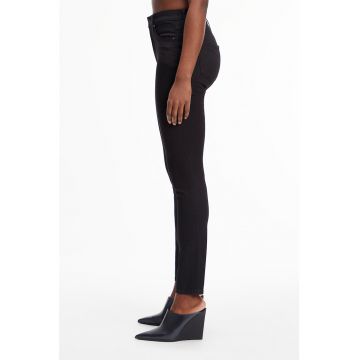Blugi crop din amestec de lyocell cu talie inalta