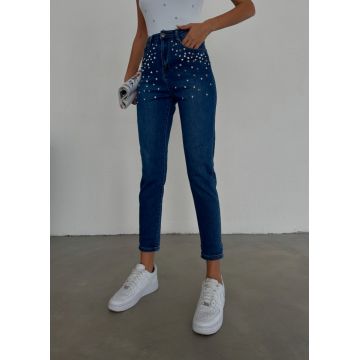 Blugi dama mom fit cu aplicatii