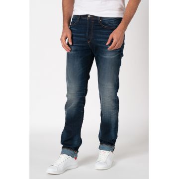 Blugi slim fit cu aspect decolorat Buster