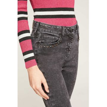 Blugi skinny crop cu aspect decolorat chimic