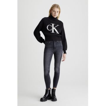 Blugi skinny crop cu talie inalta