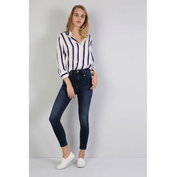 Blugi skinny cu aspect decolorat