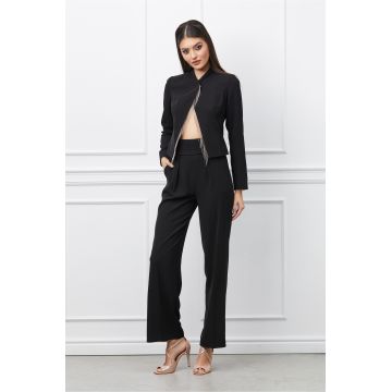 Pantaloni Leonard Collection negri cu croi larg