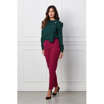 Pantaloni MBG magenta office cu buzunare