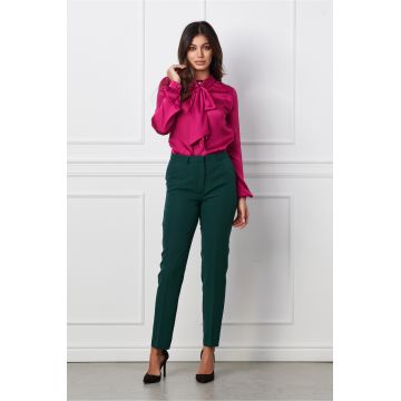 Pantaloni MBG verde office cu buzunare