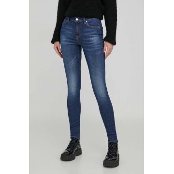 Tommy Jeans jeansi femei, culoarea albastru marin