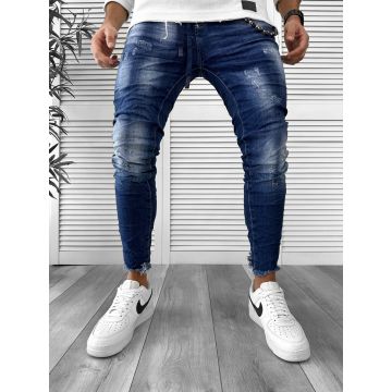 Blugi barbati conici albastri + Lant cadou 5813 H5-1