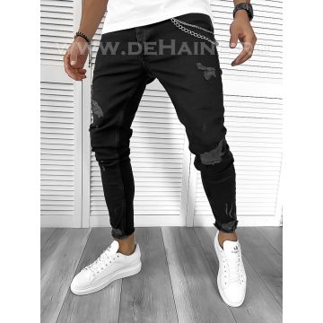 Blugi barbati conici negri B9481 G6-3