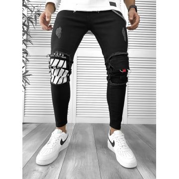 Blugi barbati conici negri RM7045 G4-4