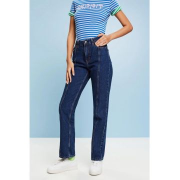 Blugi mom-fit cu talie inalta