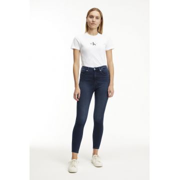 Blugi skinny crop cu talie inalta