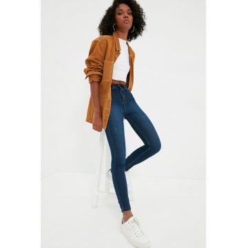Blugi skinny cu talie inalta
