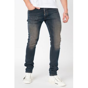 Blugi slim fit cu aspect decoloat Tepphar