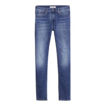 Blugi slim fit cu aspect decolorat