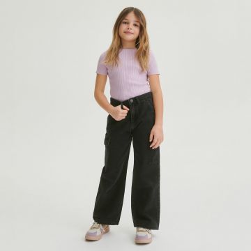 Reserved - Blugi wide leg cu buzunare - Negru