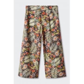 Pantaloni cu croiala ampla si model tropical Hawii