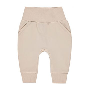 Pantaloni din amestec de bumbac organic cu banda elastica in talie