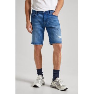 Pantaloni scurti de denim cu detalii cu aspect deteriorat