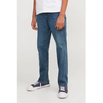 Blugi regular fit cu aspect decolorat - Albastru inchis