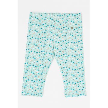 Pantaloni cu model floral si talie elastica