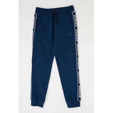 Pantaloni de trening cu benzi logo laterale - Bleumarin