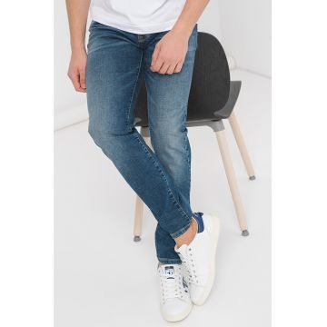 Blugi slim fit cu aspect decolorat
