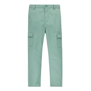 Pantaloni cargo de bumbac cu talie inalta