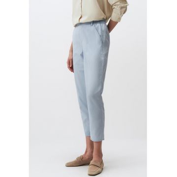 Pantaloni crop din chambray